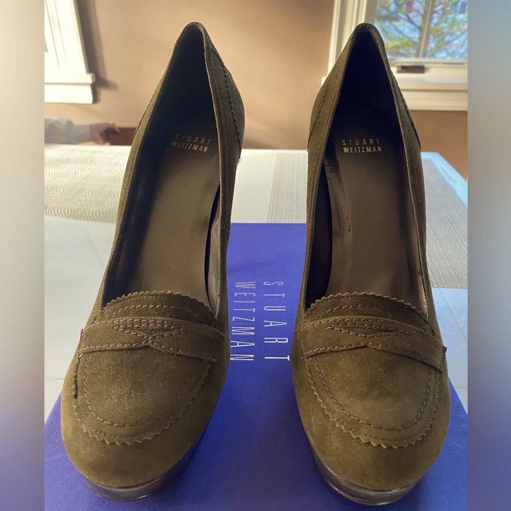 Olive Suede Stuart Weitzman high heels